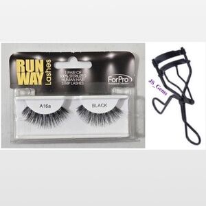 New Black Lashes & Eyelash Curler Set DIY Professional Black NWT